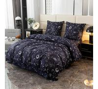 Cotton Market Juego de ropa de cama de 220 x 200 cm, 3 piezas, microfibra, diseño de estrellas, 2 fundas de almohada de 70 x 80 cm, suave, fácil de limpiar, agradable al tacto