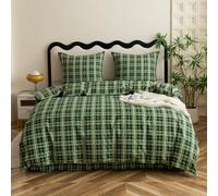 Cotton Market Juego de ropa de cama de 3 piezas, funda nórdica de 200 x 200 cm y 2 fundas de almohada de 70 x 80 cm, diseño de cuadros