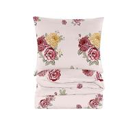 Cotton Market Ropa de cama 155x200 cm - Juego de ropa de cama de microfibra de algodón - Sets de ropa de cama de 2 piezas - Funda nórdica 155x200 cm y 2 fundas de almohada 70x80 cm - Rosa, Rosas