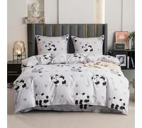 Cotton Market Ropa de cama de 135 x 200 cm - Juego de ropa de cama para todo el año 2 piezas - Funda nórdica con 2 fundas de almohada de 70 x 80 cm - Panda