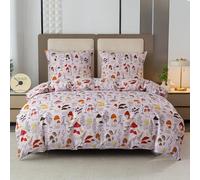 Cotton Market Ropa de cama de 135 x 200 cm - Juego de ropa de cama para todo el año 2 piezas - Funda nórdica con 2 fundas de almohada de 70 x 80 cm - setas