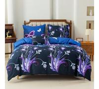 Cotton Market Ropa de cama de 135 x 200 cm - Juego de ropa de cama para todo el año 2 piezas - Funda nórdica con 2 fundas de almohada de 70 x 80 cm - Mariposas
