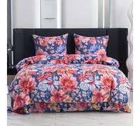 Cotton Market Ropa de Cama de 155 x 200 cm - Ropa de Cama de Microfibra algodón - Otoño Juegos de Ropa de Cama de 3 Piezas con Cremallera - Funda nórdica Floral con 2 Fundas de Almohada de 70 x 80 cm