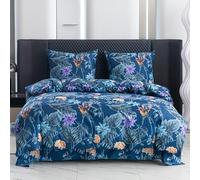 Cotton Market Ropa de Cama de 155 x 200 cm - Ropa de Cama de Microfibra algodón - Otoño Juegos de Ropa de Cama de 3 Piezas con Cremallera - Funda nórdica con Flores y 2 Fundas de Almohada de 70 x 80