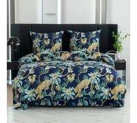 Cotton Market Ropa de Cama de 155 x 200 cm - Ropa de Cama de Microfibra de algodón - Otoño Juegos de Ropa de Cama de 3 Piezas con Cremallera - Funda nórdica con Flores y 2 Fundas de Almohada de 70 x