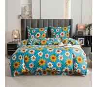 Cotton Market Ropa de cama de 200 x 200 cm - Juego de ropa de cama para todo el año 2 piezas - funda nórdica con 2 fundas de almohada de 70 x 80 cm - girasoles