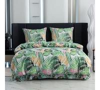 Cotton Market Ropa de Cama de 200 x 200 cm - Ropa de Cama de Microfibra algodón - otoño Juegos de Ropa de Cama de 3 Piezas con Cremallera - Funda nórdica con Flores y 2 Fundas de Almohada de 70 x 80