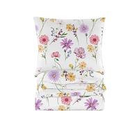 Cotton Market Ropa de cama de 200 x 200 cm - Ropa de cama de microfibra de algodón - Juego de ropa de cama de 2 piezas - funda nórdica de 200 x 200 cm y 2 fundas de almohada de 70 x 80 cm - Blanco y