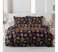 Cotton Market Ropa de Cama de Microfibra de algodón, Ropa de Cama de Navidad, Juegos de Cama de 3 Piezas, Funda nórdica de 155 x 220 cm y 2 Fundas de Almohada de 70 x 80 cm, Color Gris