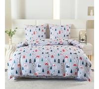 Cotton Market Ropa de Cama de Microfibra de algodón, Ropa de Cama de Navidad, Juegos de Cama de 3 Piezas, Funda nórdica de 155 x 220 cm y 2 Fundas de Almohada de 70 x 80 cm, Color Rojo