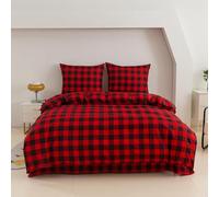Cotton Market Ropa de cama - Juego de ropa de cama de 3 piezas - Funda de edredón 155x200 cm y 2 fundas de almohada 70x80 cm - Barbacoa de leñador (Rojo)