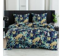 Cotton Market Ropa de Cama Öko-Tex de 220 x 200 cm, Microfibra de algodón, 3 Piezas, con Cremallera, Funda nórdica de 220 cm y 2 Fundas de Almohada de 70 x 80 cm, Color Verde Salvaje