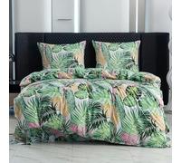 Cotton Market Ropa de Cama Öko-Tex de 220 x 200 cm, Microfibra de algodón, 3 Piezas, con Cremallera, Funda nórdica de 220 cm y 2 Fundas de Almohada de 70 x 80 cm, Bolivia/Verde