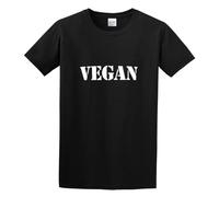 Cotton Men Vegan New Funny Simple Text T-Shirt Mens Unisex Black Tees L