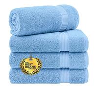 Cotton Paradise Juego de 4 Toallas de baño turcas para baño, 100% algodón, Extra Grandes, de Felpa Suave, Color Azul Cielo