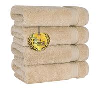 Cotton Paradise Juego de 4 Toallas de Mano para baño, 100% algodón Turco, Suaves y absorbentes, Color Beige
