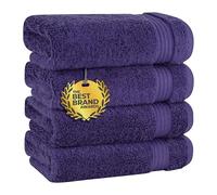Cotton Paradise - Juego de 4 toallas turcas de mano para baño, suaves y absorbentes, 100 % algodón, morado