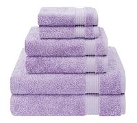 Cotton Paradise Juego de 6 Toallas turcas Suaves y absorbentes para baño 100% algodón, 2 Toallas de baño, 2 Toallas de Mano, 2 paños, Color Lila