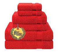 Cotton Paradise Juego de 6 Toallas turcas Suaves y absorbentes para baño 100% algodón, 2 Toallas de baño, 2 Toallas de Mano, 2 paños, Color Rojo