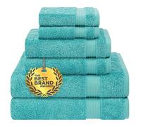 Cotton Paradise Juego de Toallas de 6 Piezas, 100% algodón Turco Suave y Absorbente para baño, 2 Toallas de baño, 2 Toallas de Mano y 2 paños, Juego de Toallas Azul Turquesa