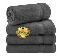 Cotton Paradise Juego de Toallas de baño turcas de 4 Piezas, 100% algodón, de Felpa Suave, Color Gris Oscuro