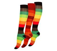 Cotton Prime 3 pares de Rodilla alta calcetines para mujer con colores rayas