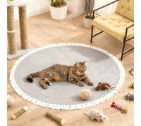 Cotton Rope Area Rug for Cats, Nestoly Cat Scratching Rug, Pet Cat Rug, Washable Round Vintage Reversible Woven Tassel Rugs, Stylish Home Accent, Easy Clean, Multiple Sizes (60cm/23.6 in,Grey)