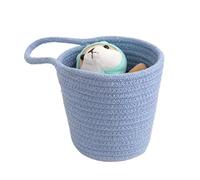 Cotton Rope Storage Basket - Hand-Woven Wall Organizer Basket | Wall Baskèt With Handle | Large Capacity Storage Bucket, Key And Wallet Holder, For Kitchen Bathroom Living Room (14x14cm)