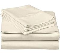 Cotton Sheets Set, Breathable & Cooling Sheets - Hotel Luxury Bed Sheets - Extra Soft- Easy Fit - 4 Piece Set - 600 Thread Count, Wrinkle Free - 32 CM Deep Pocket -Ivory Solid, Double Size