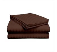 Cotton Sheets Set, Breathable & Cooling Sheets - Hotel Luxury Bed Sheets - Extra Soft- Easy Fit - 4 Piece Set - 600 Thread Count, Wrinkle Free - 32 CM Deep Pocket -Chocolate Stripe, Double Size