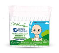 COTTON SOUND Eco - Bastones de algodón para bebé, 1 bolsa x 60 unidades, bastones de algodón para niños, ecológicos y biodegradables, 100% algodón hidrófilo, sobre compostable, fabricado en Italia