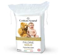 COTTON SOUND Gold Baby - Faldine de 60 piezas para niños, 100% algodón hidrófilo, cuadrados, 9 x 11 cm, hipoalergénicos y biodegradables, dermatológicamente probados, fabricado en Italia