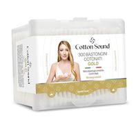 Cotton Sound Gold - Bastoncillos de algodón 100% puro hidrófilo, ideales para pieles sensibles, 100% puro algodón hidrófilo, ideales para pieles sensibles, 1 paquete de 300 unidades