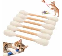 Cotton Swabs Cat Toys with Catnip,6pcs Giant Cotton Swab Cat Toys,Durable Dental Teething Stick,Felt Kitty Kicker Toy Stick,Interactive Biting Toy for Indoor Anxiety Digestive,Stress Relief(White)