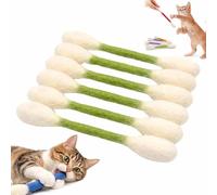 Cotton Swabs Cat Toys with Catnip,6pcs Giant Cotton Swab Cat Toys,Durable Dental Teething Stick,Felt Kitty Kicker Toy Stick,Interactive Biting Toy for Indoor Anxiety Digestive,Stress Relief(Green)