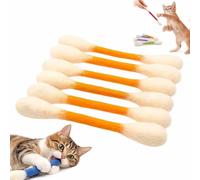 Cotton Swabs Cat Toys with Catnip,6pcs Giant Cotton Swab Cat Toys,Durable Dental Teething Stick,Felt Kitty Kicker Toy Stick,Interactive Biting Toy for Indoor Anxiety Digestive,Stress Relief(Orange)