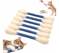 Cotton Swabs Cat Toys with Catnip,6pcs Giant Cotton Swab Cat Toys,Durable Dental Teething Stick,Felt Kitty Kicker Toy Stick,Interactive Biting Toy for Indoor Anxiety Digestive,Stress Relief(Blue)
