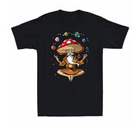 Cotton tee Mushroom Men's Magic Meditation Funny White Yellow Black Red Mens Women T Tshirts Camisetas y Tops 100% Cotton Black Psychedelic Yoga(X-Large)