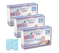 Cotton Tree - Bolsas de pañales perfumadas (150 unidades, 450 bolsas biodegradables), paquete de bolsas de pañales perfumadas Great British Home