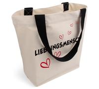 Cottonbagjoe Elegante bolsa de transporte espaciosa con bolsillo interior y cremallera, bolsa de algodón, bolso de la compra con fondo grande, certificado Öko-Tex 100 Standard, Naturaleza / Persona