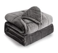 Cottonblue Manta con Peso de Forro Polar Sherpa de 15 Libras para Adulto, Felpa acogedora de Franela, mullida, tamaño matrimonial, Manta Suave de Minky para sofá Cama, 48 x 72 Pulgadas, Gris