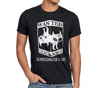 CottonCloud Gato de Schrödinger Wanted Camiseta para Hombre T-Shirt Sheldon, Talla:L, Color:Negro