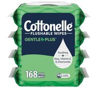 Cottonelle GentlePlus Flushable Wet Wipes with Aloe & Vitamina E - 4 packs flip-top, 168 Total Flushable Wipes, 42 Count (Pack of 4)