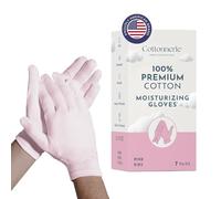 Cottonnerie - Guantes hidratantes 100% algodón de primera calidad para manos secas y eccema, loción nocturna, tratamiento de sueño y spa para niños, reutilizables, lavables, con bolsa de lavado (rosa,