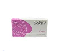 Cottons, Tampones de algodón 100% natural, super, sin perfume, 16 tampones