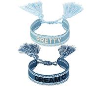 COTTVOTT 2 pulseras tejidas de la amistad, de punto de la suerte, trenzadas, para mujeres y niñas, regalo