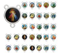 COTTVOTT Medalla milagrosa de San Benito, Nuestra Señora de Guadalupe para hacer joyas de bricolaje, Rosario de Virgen María Cristo Jesús, aleación, No es una piedra preciosa