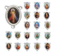 COTTVOTT Medalla milagrosa de San Benito, Nuestra Señora de Guadalupe para hacer joyas de bricolaje, Rosario de Virgen María Cristo Jesús, aleación, No es una piedra preciosa