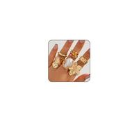cotwdi Anillos de oro gruesos para mujer, no se deslustran, ajustables, con perlas y flores para mujer, anillo de plata apilable para nudillos, joyería de oro grueso, Cobre, Sin piedras preciosas