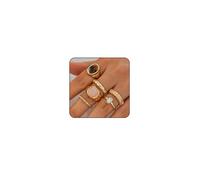cotwdi Anillos gruesos de oro para mujer, no se deslustran, juego de anillos ajustables de plata, anillos apilables gruesos para mujer, joyería de oro gruesa de moda, Acero aleado, Sin piedras